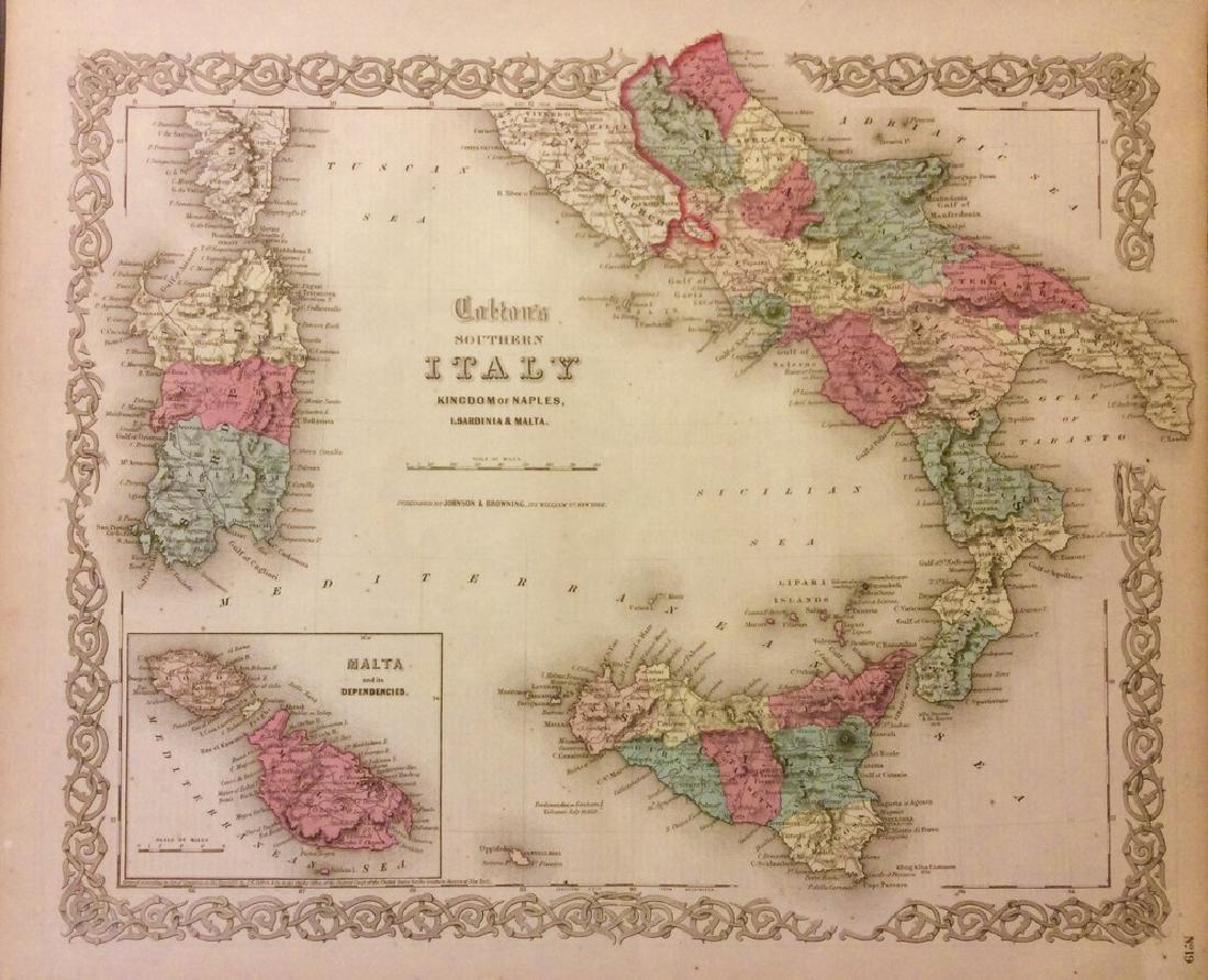 Colton: Antique Map of Southern Italy, 1859 (1 of 1)