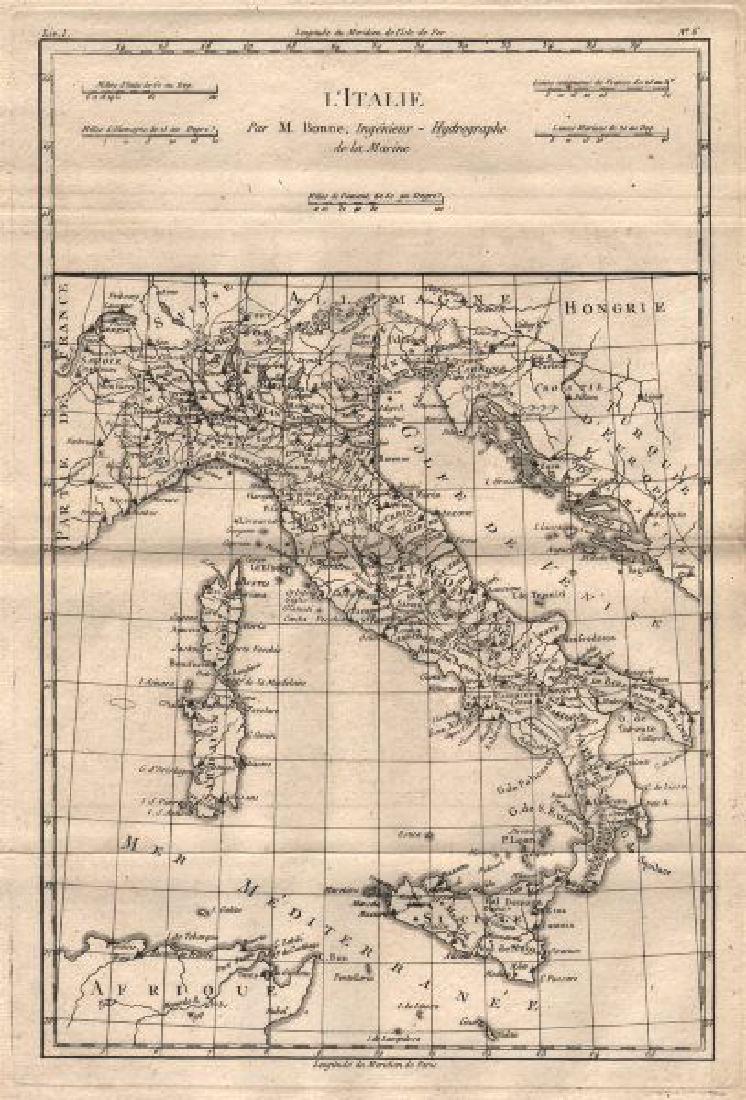 Bonne: Antique Map of Italy, 1780 (1 of 1)