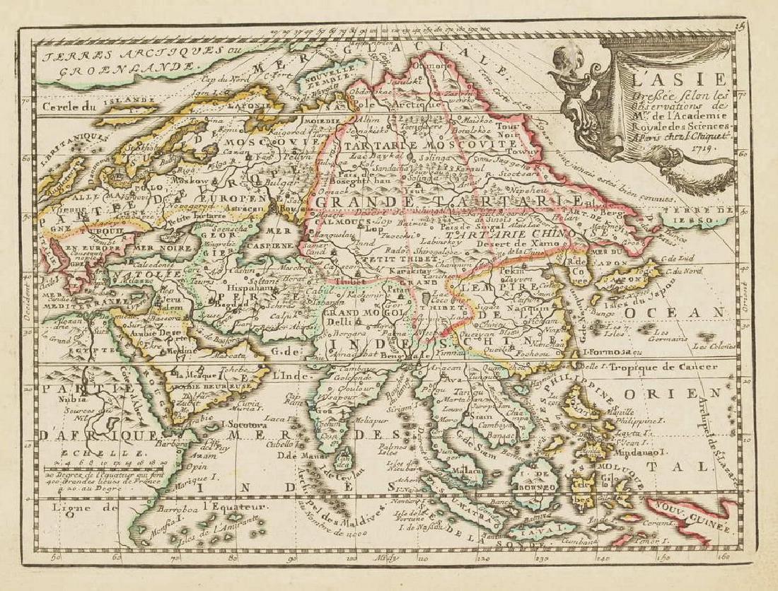 Chiquet: Antique Map of Asia, 1719 (1 of 6)