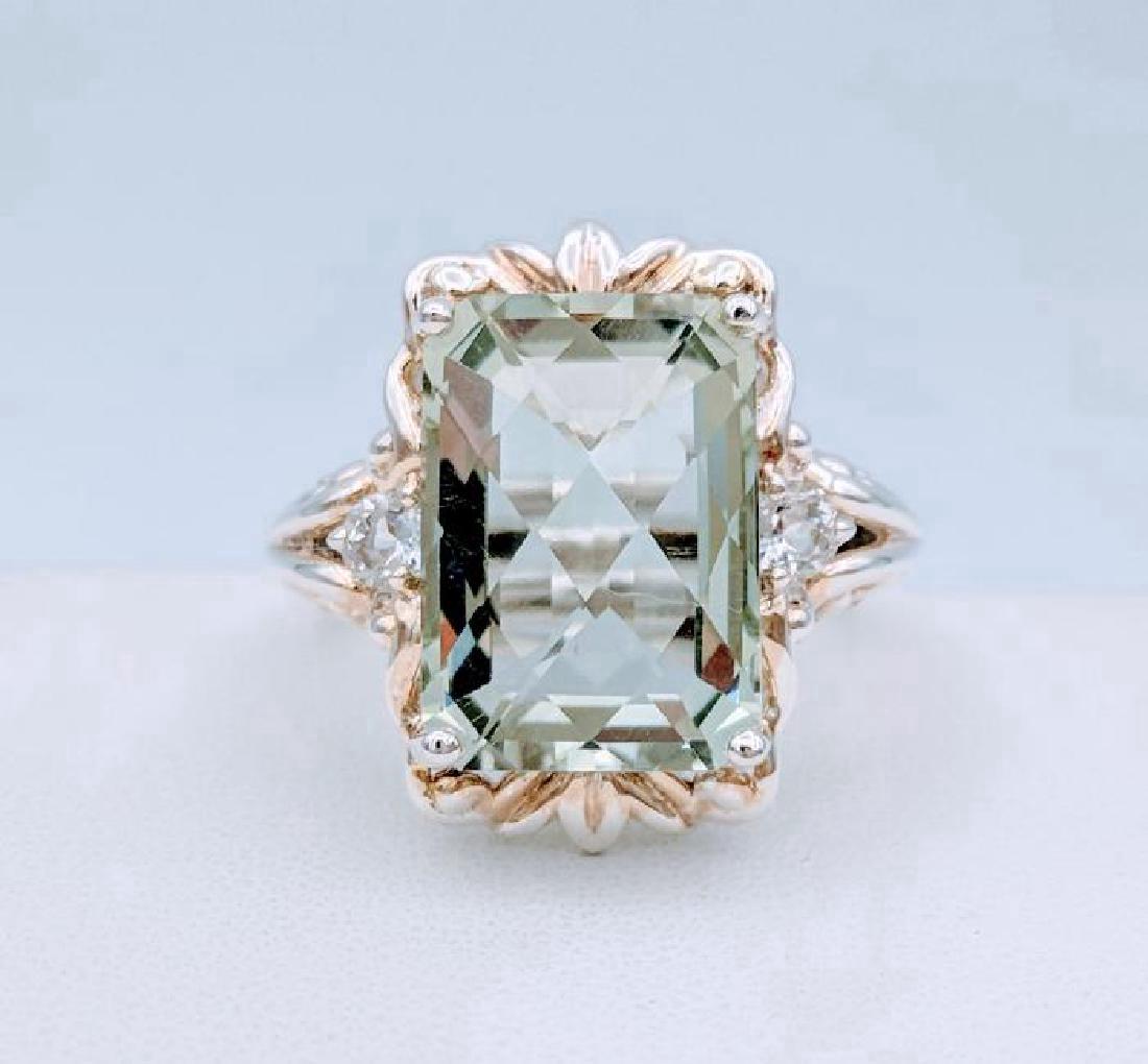 Vintage Design Sterling Silver Prasiolite Ring, 8.48ct (1 of 6)