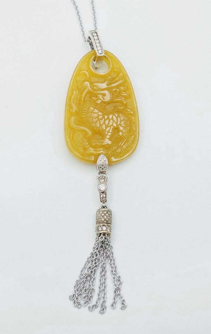 Sterling Silver Necklace and Engraved Dragon Yellow (1 of 3)