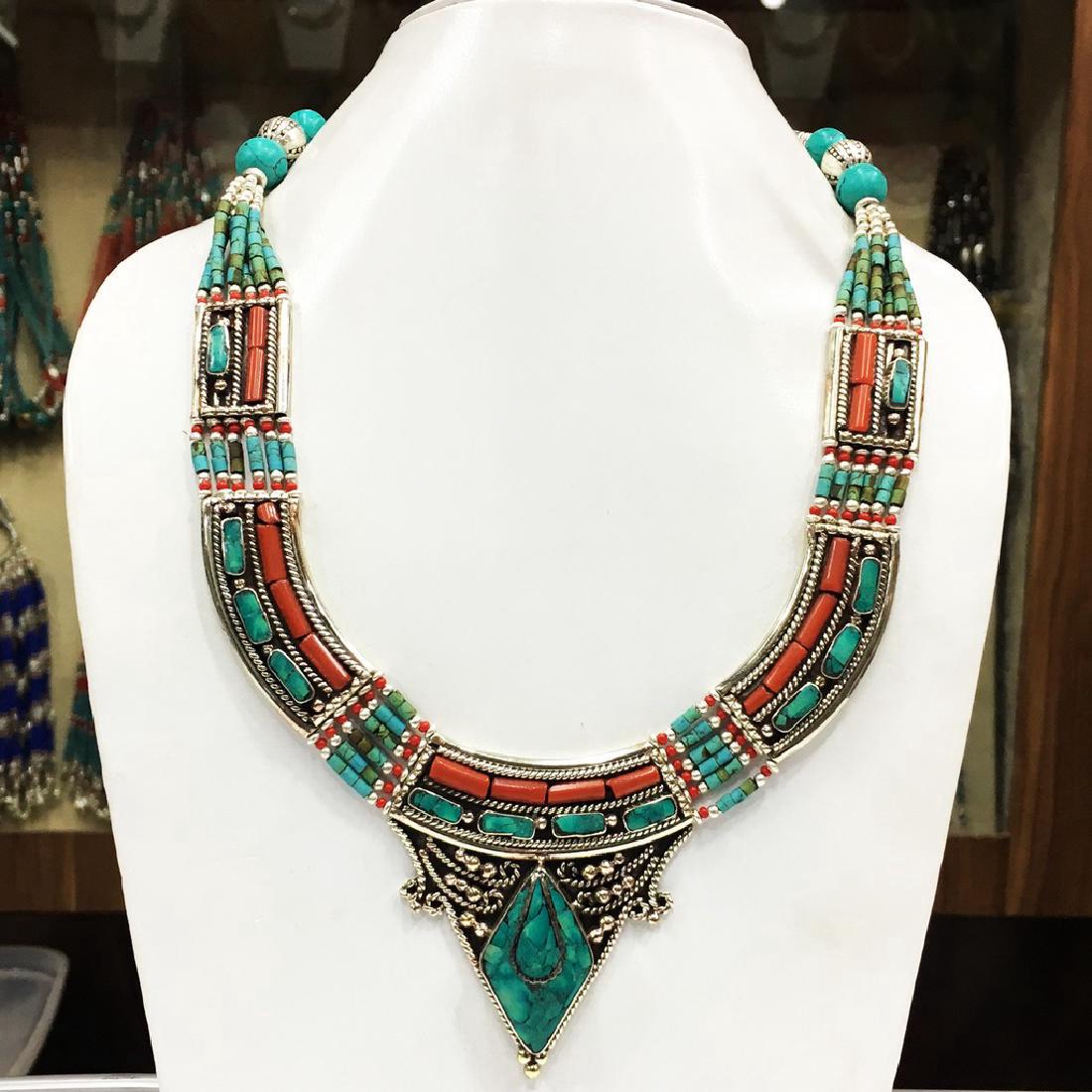 Nepalese Handmade Tibetan Turquoise & Coral Bold (1 of 1)