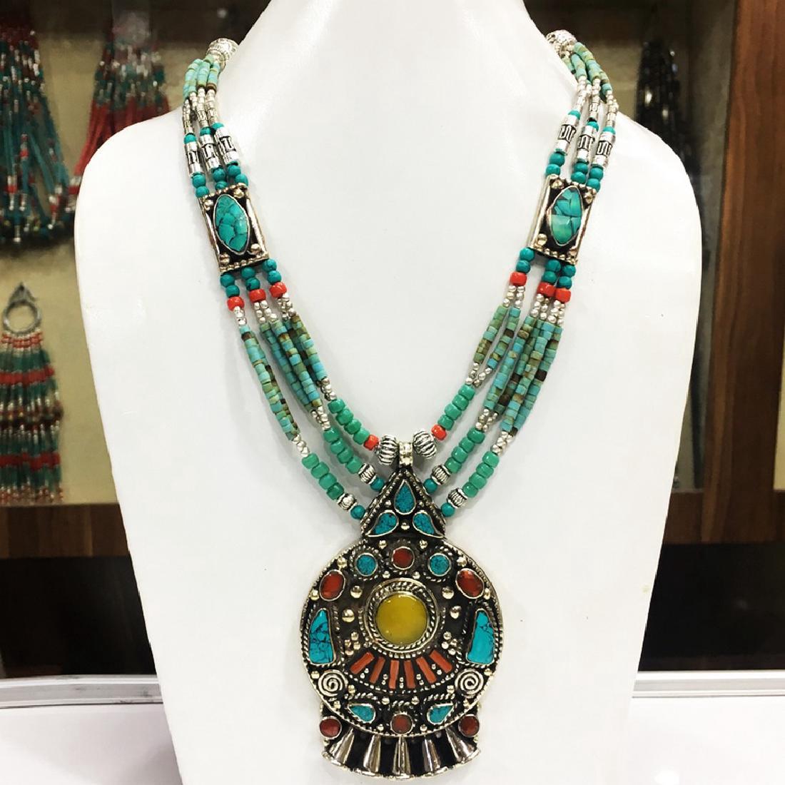 Tibetan Silver Nepali Antique Amber & Turquoise (1 of 1)