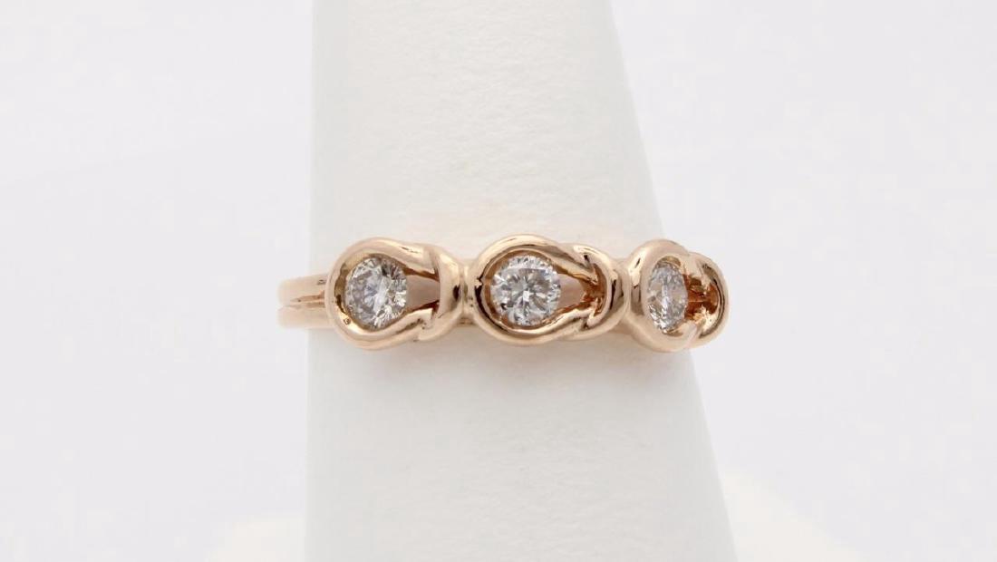 Pink Gold and Diamond Triple Knot Ring - 14k Rose Gold (1 of 3)