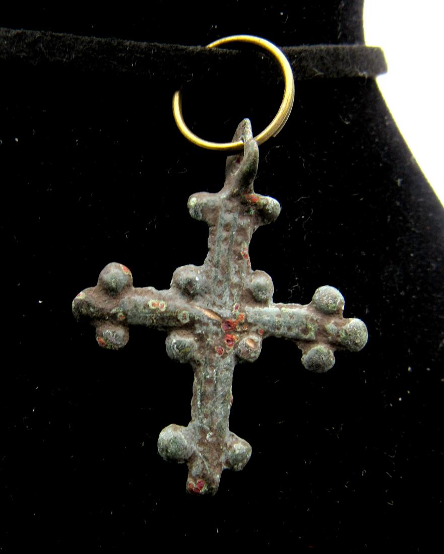 Medieval Viking Cross Pendant with Snake Heads (1 of 2)
