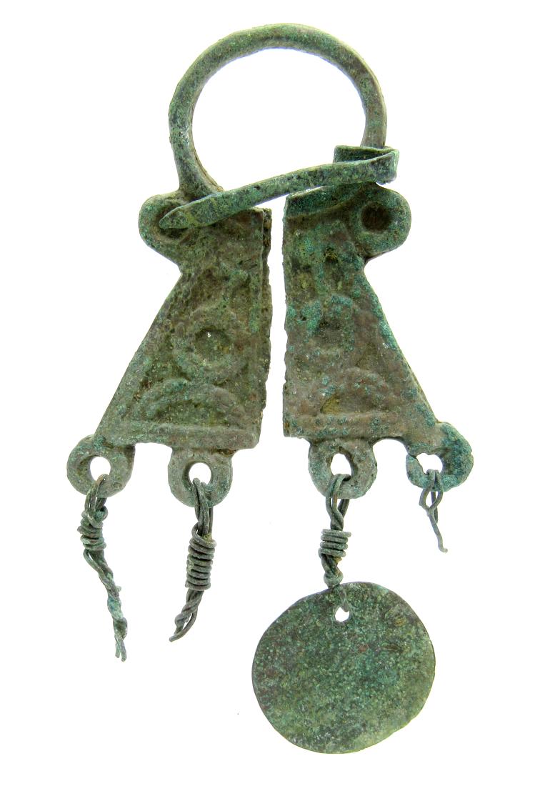 Medieval Viking Penannular Snake Brooch with Tassels (1 of 2)