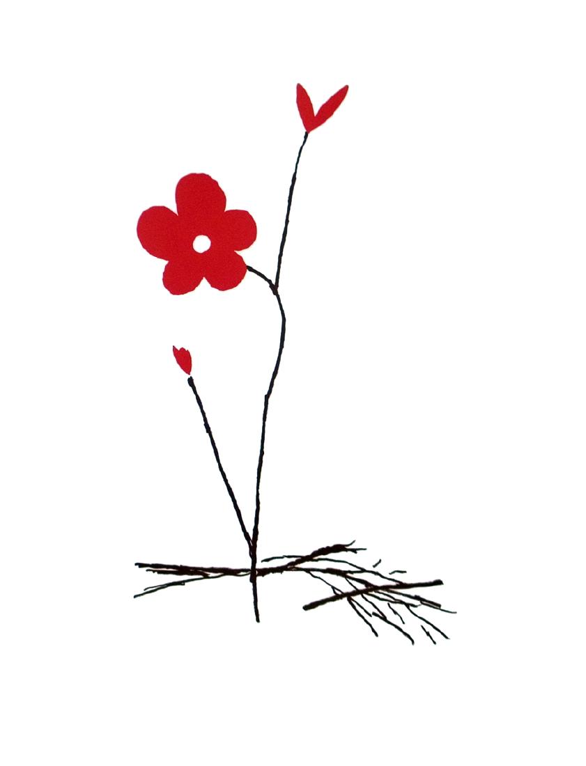 Aki Kuroda Offset Lithograph Red Flower (1 of 1)