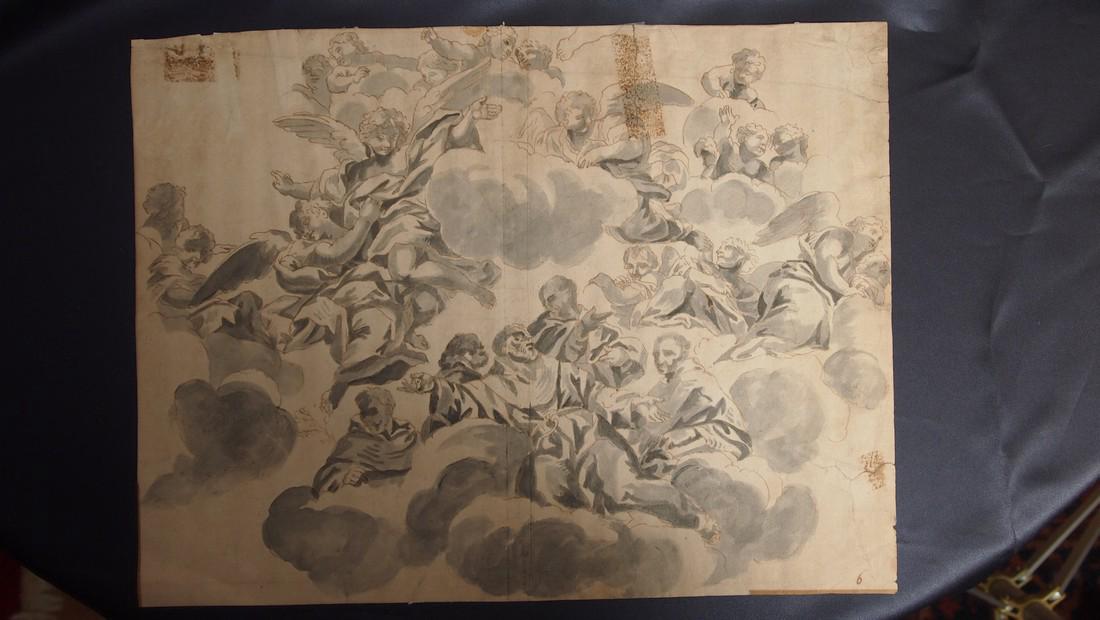 Francesco Solimena, Attrib. Monks Angels Fresco (1 of 5)