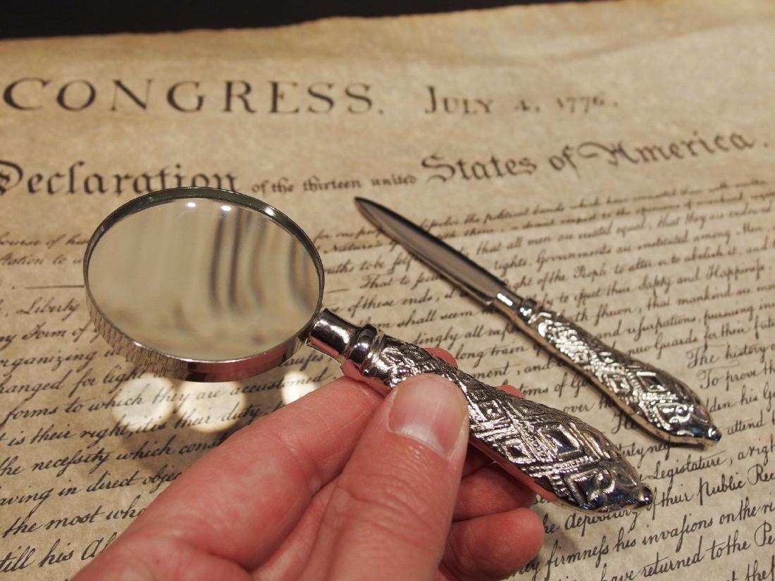 Desk Magnifying Glass Letter Opener Set w SIlver (1 of 5)