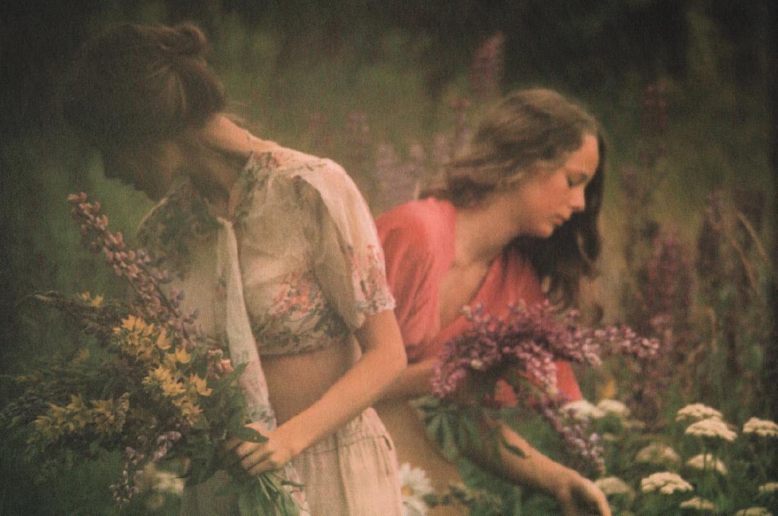 DAVID HAMILTON - Gathering Flowers: Artist: DAVID HAMILTON Print Title: Gathering Flowers Medium: Photolithograph From a Limited Edition Folio (1140/2500) Printing Date: 1974 Printed: West Germany Image Size: approx. 8.25 x 5.5 inches D
