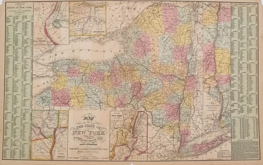 Thomas, Cowpwerthwait: Antique Map of New York, 1854 (1 of 1)