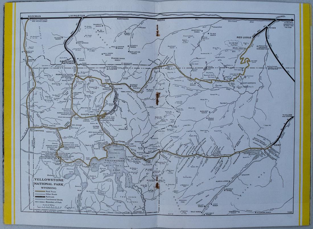 Northern Pacific RR Yellowstone Booklet Map, 1940 (1 of 2)