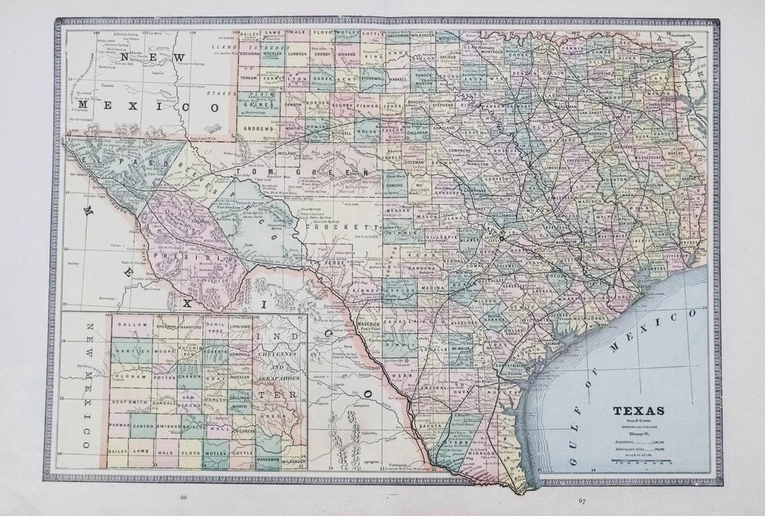 Cram: Antique Map of Texas, 1886 (1 of 3)