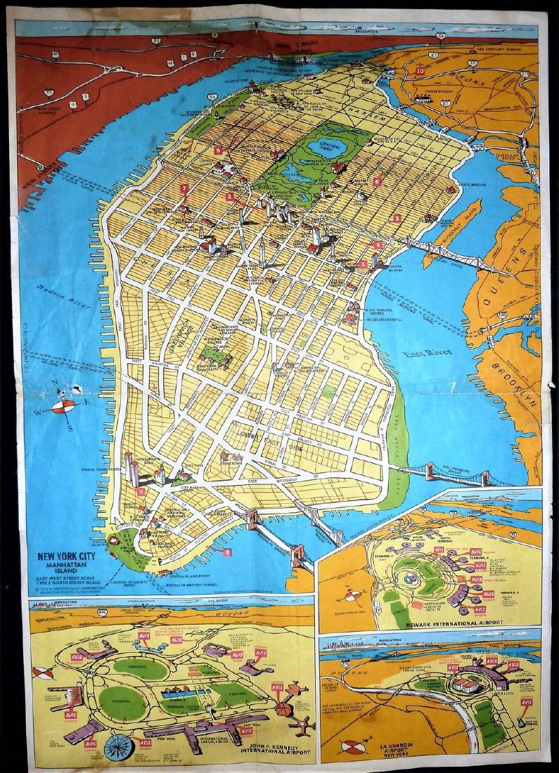 Avis Rent-A-Car NYC & Vicinity Vintage Road Map (1 of 2)