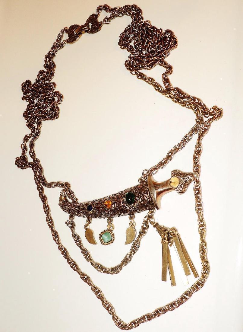 Weiss Signed Rare Saber Necklace Gold Overlay Filigree (1 of 8)