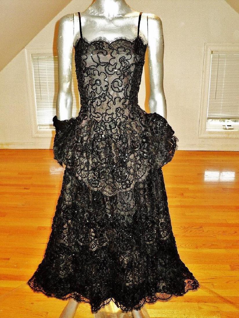 Vintage French Guipure Lace Shirred Gown/Bolero Jacket (1 of 6)