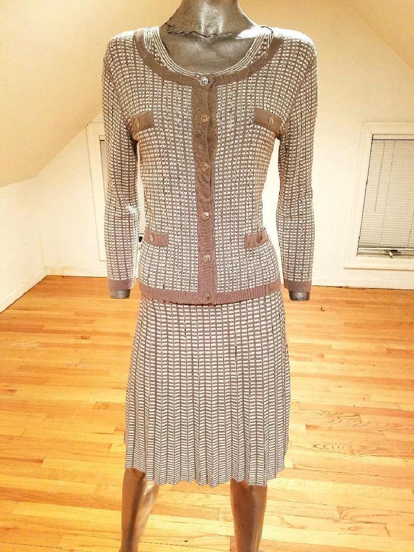 French Dress/Jacket Ensemble Plaid Knit Chanel Style (1 of 10)