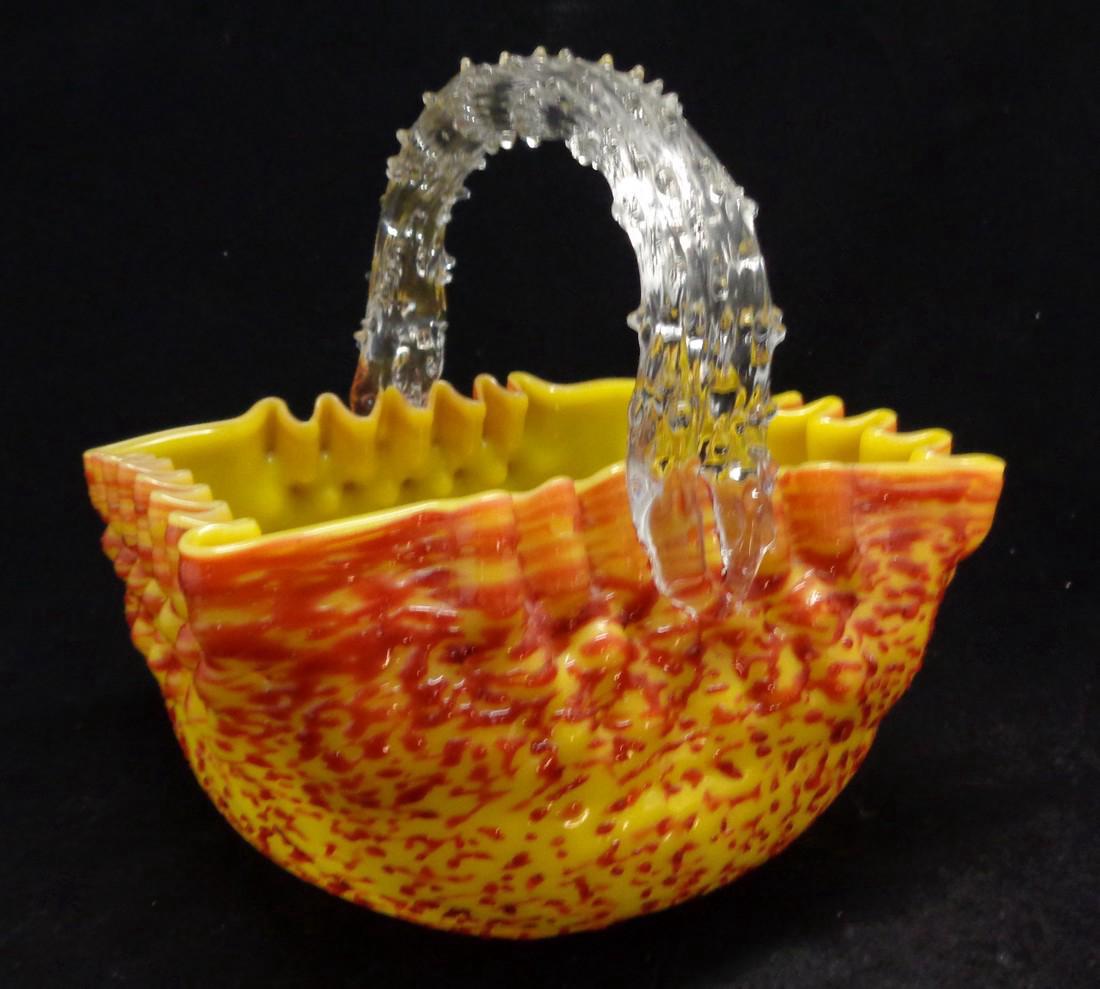 Antique Victorian Overshot Bohemian Glass Basket, 1890 (1 of 6)