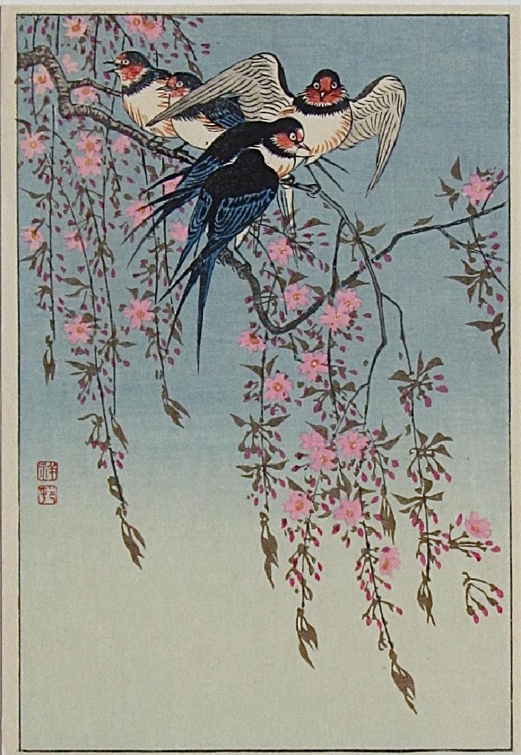 Ohara Koson Woodblock Barn Swallows (1 of 2)