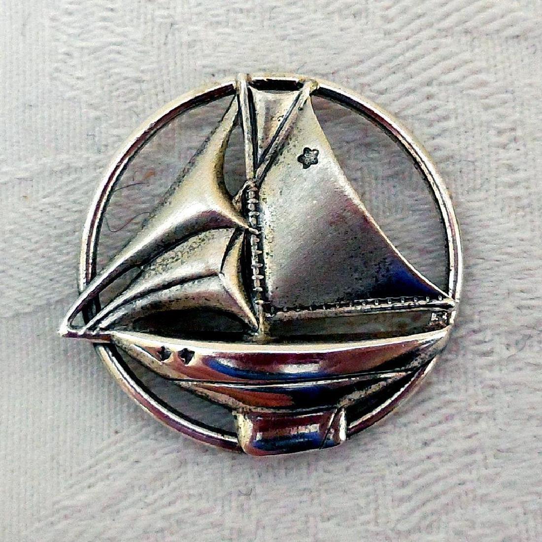 Vintage Sterling Silver Sailboat Pin Brooch (1 of 6)