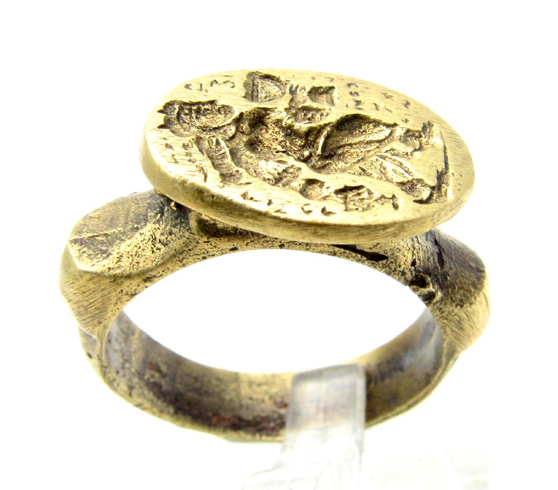 Post Medieval Ring with Ancient Greek Figure on Bezel (1 of 4)