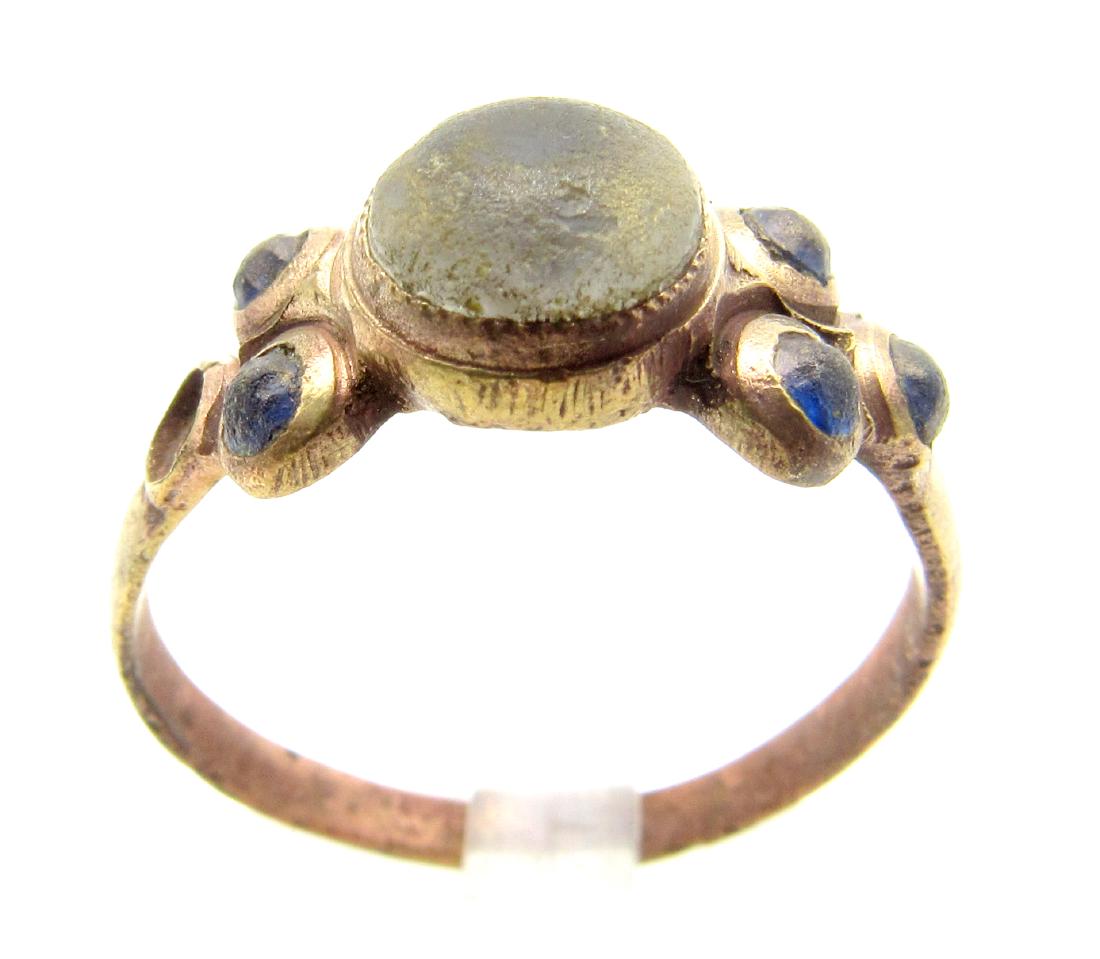 Late Medieval Ring with 1 White & 5 Blue Stones (1 of 3)