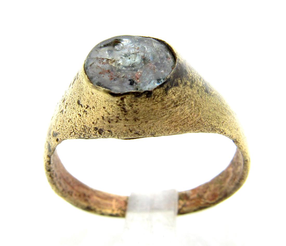 Medieval Viking Ring with Bird Engraved on White (1 of 4)
