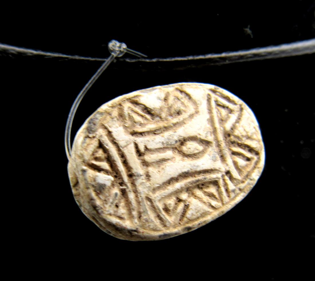 Ancient Egyptian Engraved Scarab Pendant with Symbols (1 of 2)
