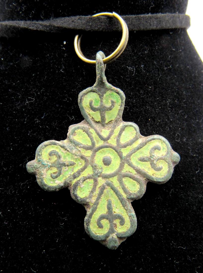 Medieval Viking Enameled Cross Pendant (1 of 2)