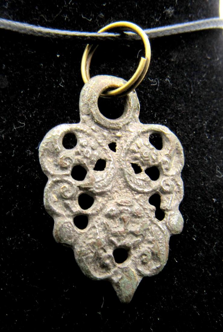 Late Medieval Silvered Bronze Floral Pendant (1 of 2)
