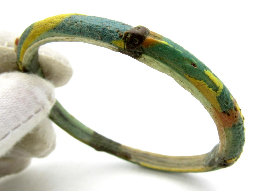 Ancient Byzantine Glass Bracelet: Date: Circa 7th - 9th c. AD Material: glass Provenance: Obtained from an old Austrian collection, purchased from a private collector in Vienna. Dimensions: 59mm; 12.8grams Ancient Byzantine Glass Brac