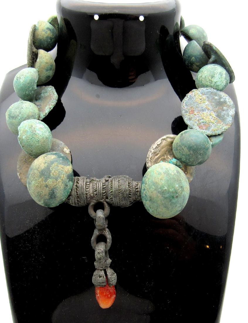 Ancient Celtic Druid Bronze Beaded Necklace with Amber (1 of 3)