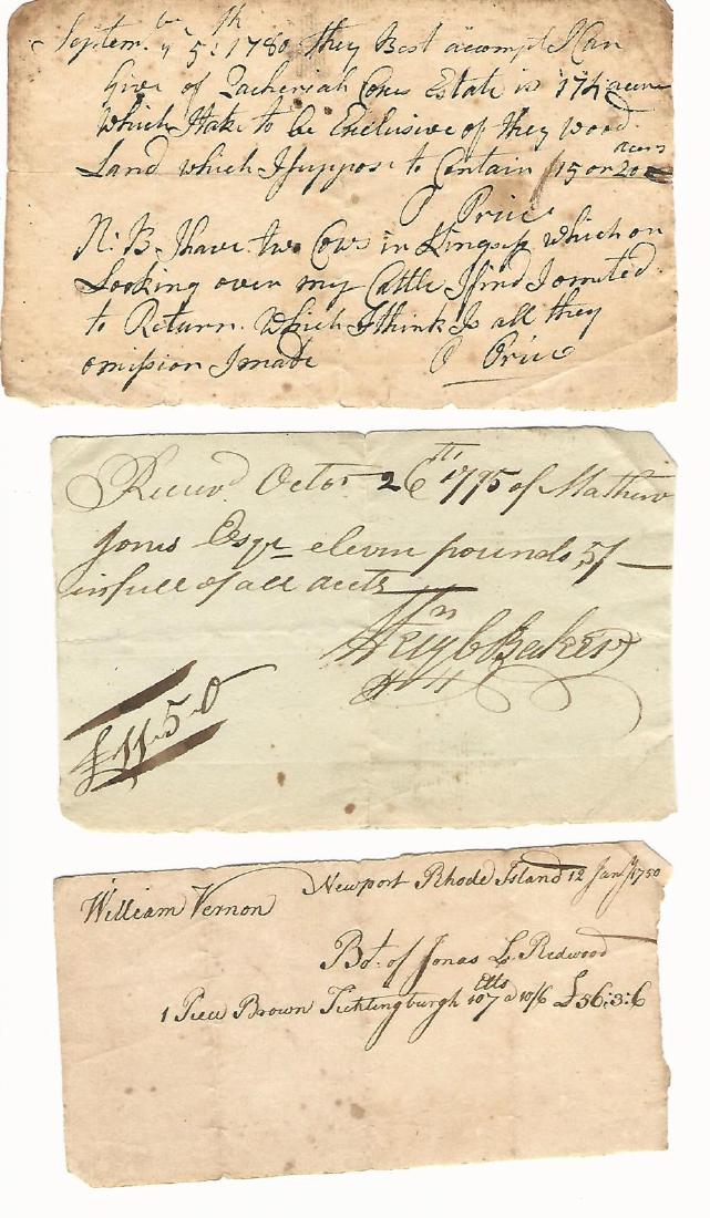 1750 Three Colonial and Later American Documents (1 of 1)