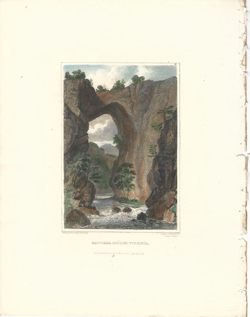 1860 2 Engravings Hand Colored Natural Bridge Virginia (1 of 2)