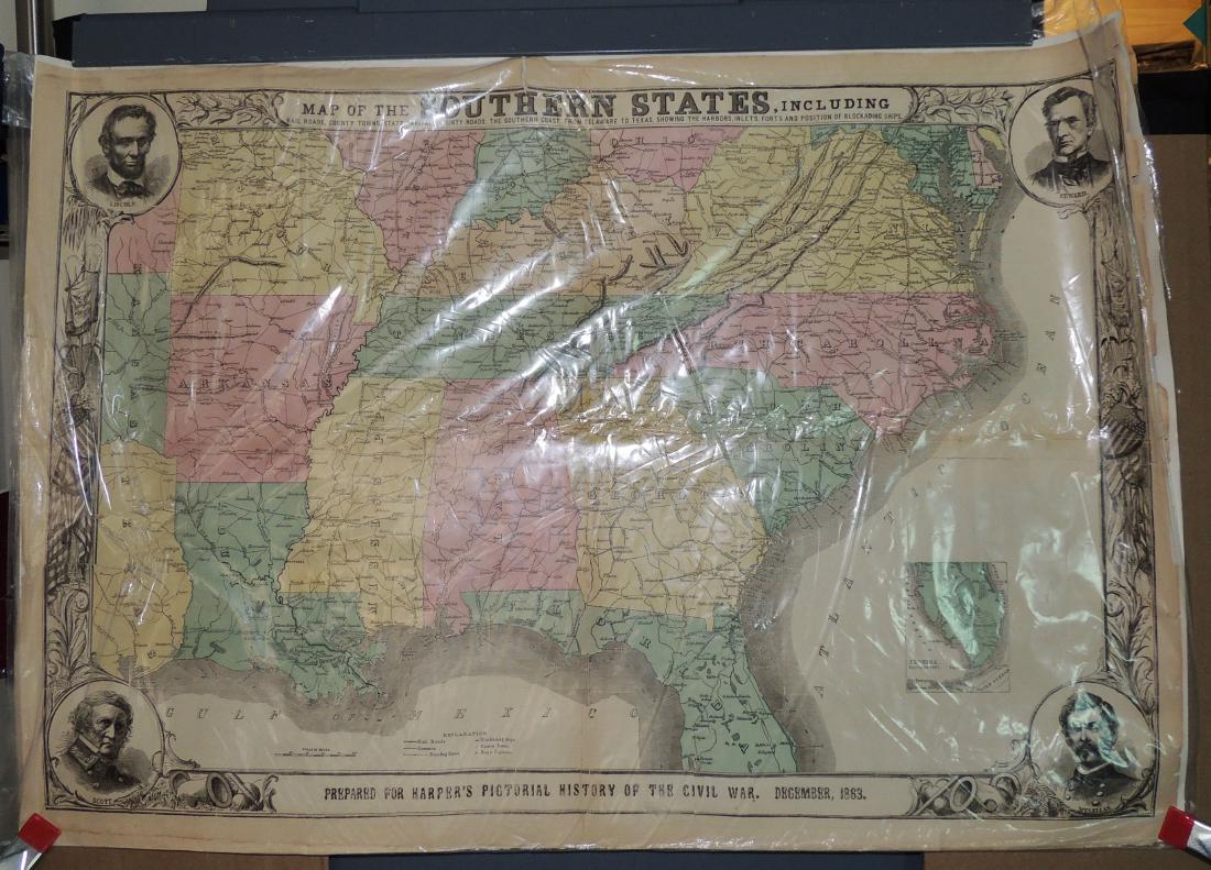 Original Harper's Southern States Civil War Map, C 1863 (1 of 8)