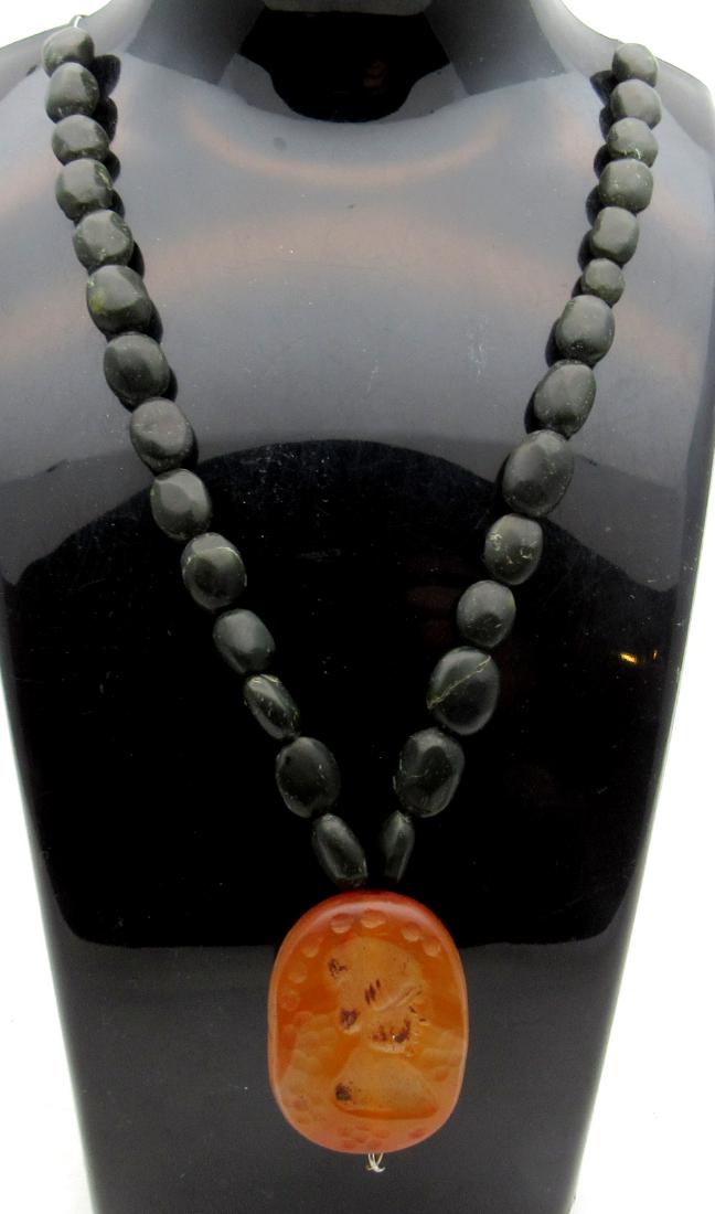 Middle Eastern Tribal Necklace with Carnelian Pendant (1 of 3)