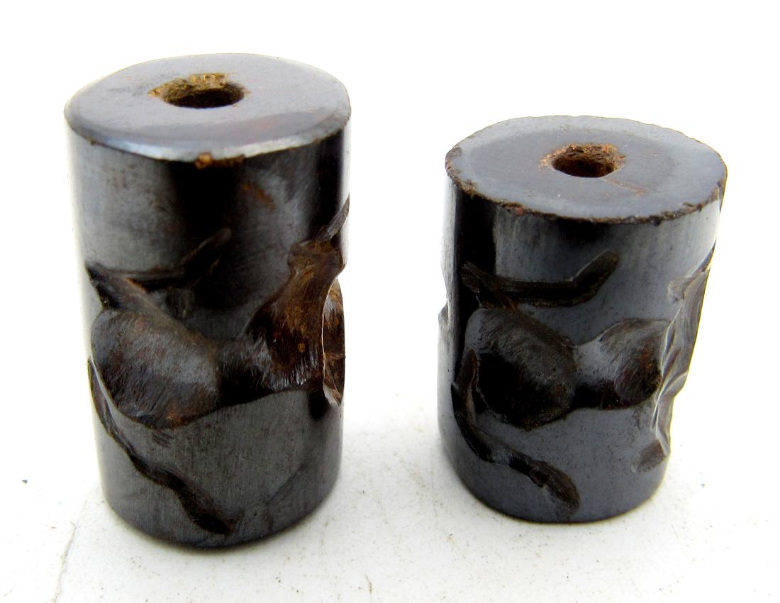 Pair of Middle Eastern Hematite Seal Beads (1 of 3)