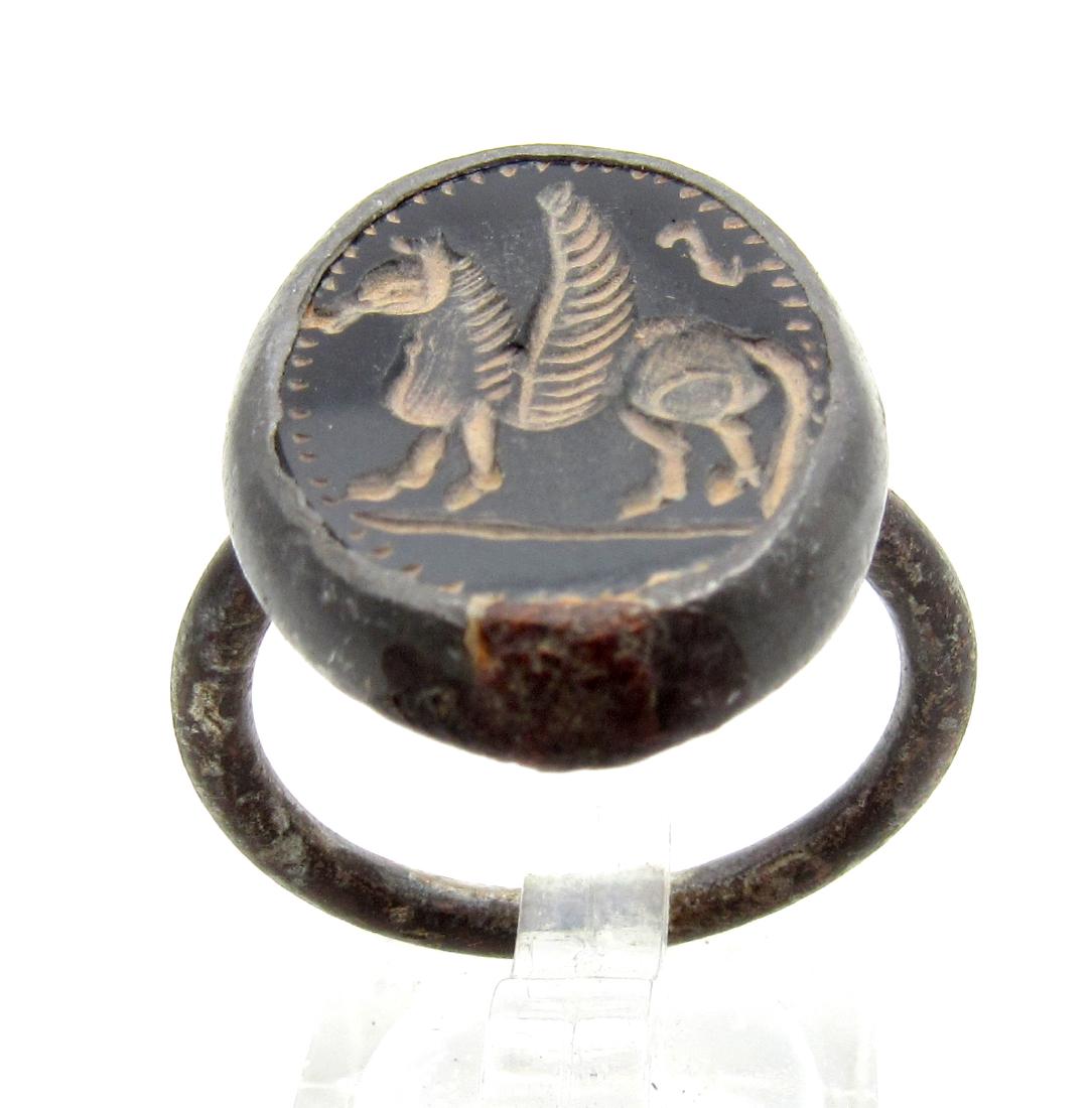 Middle Eastern Intaglio Ring with Onyx Stone (1 of 4)
