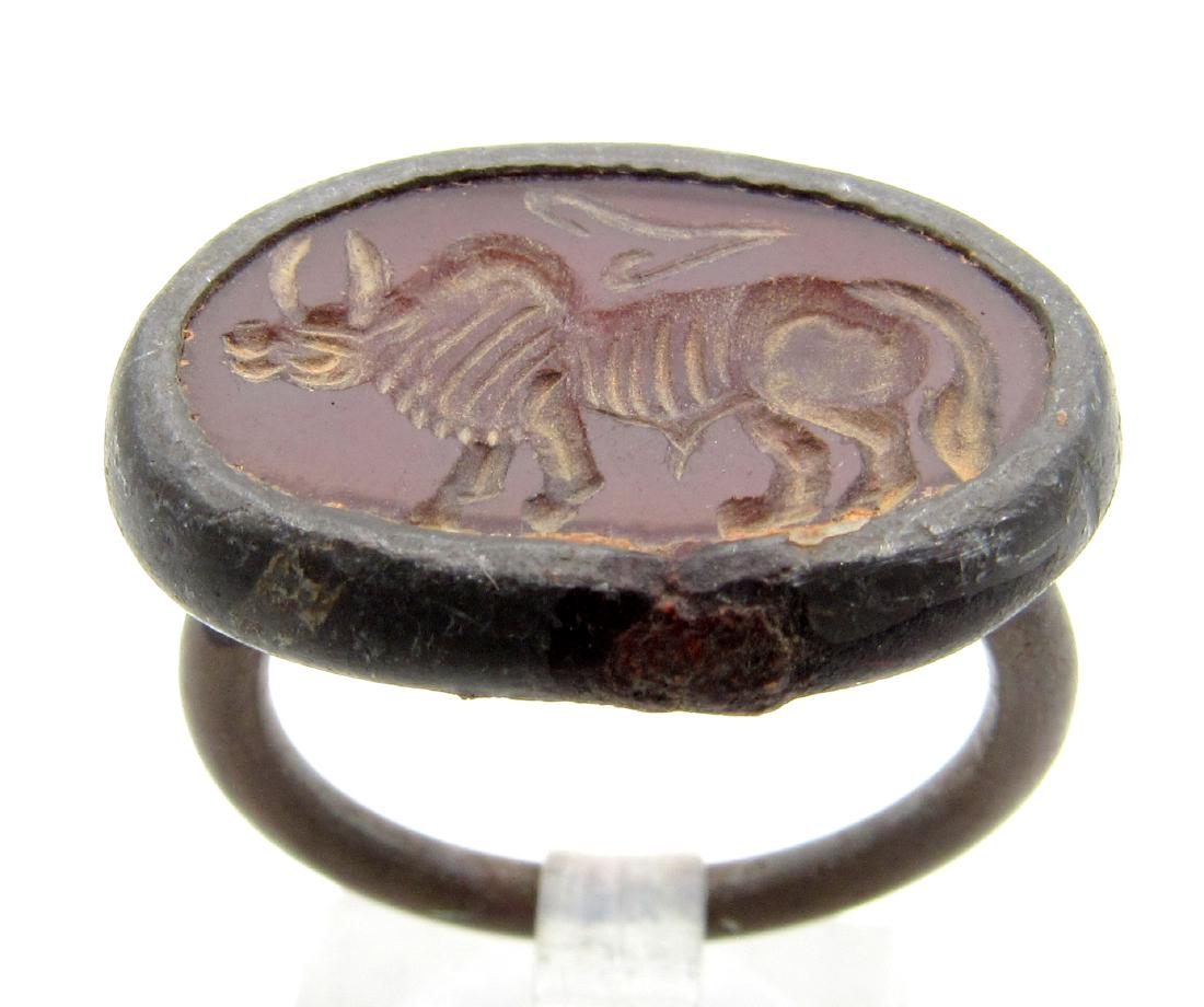 Middle Eastern Intaglio Ring with Carnelian (1 of 4)