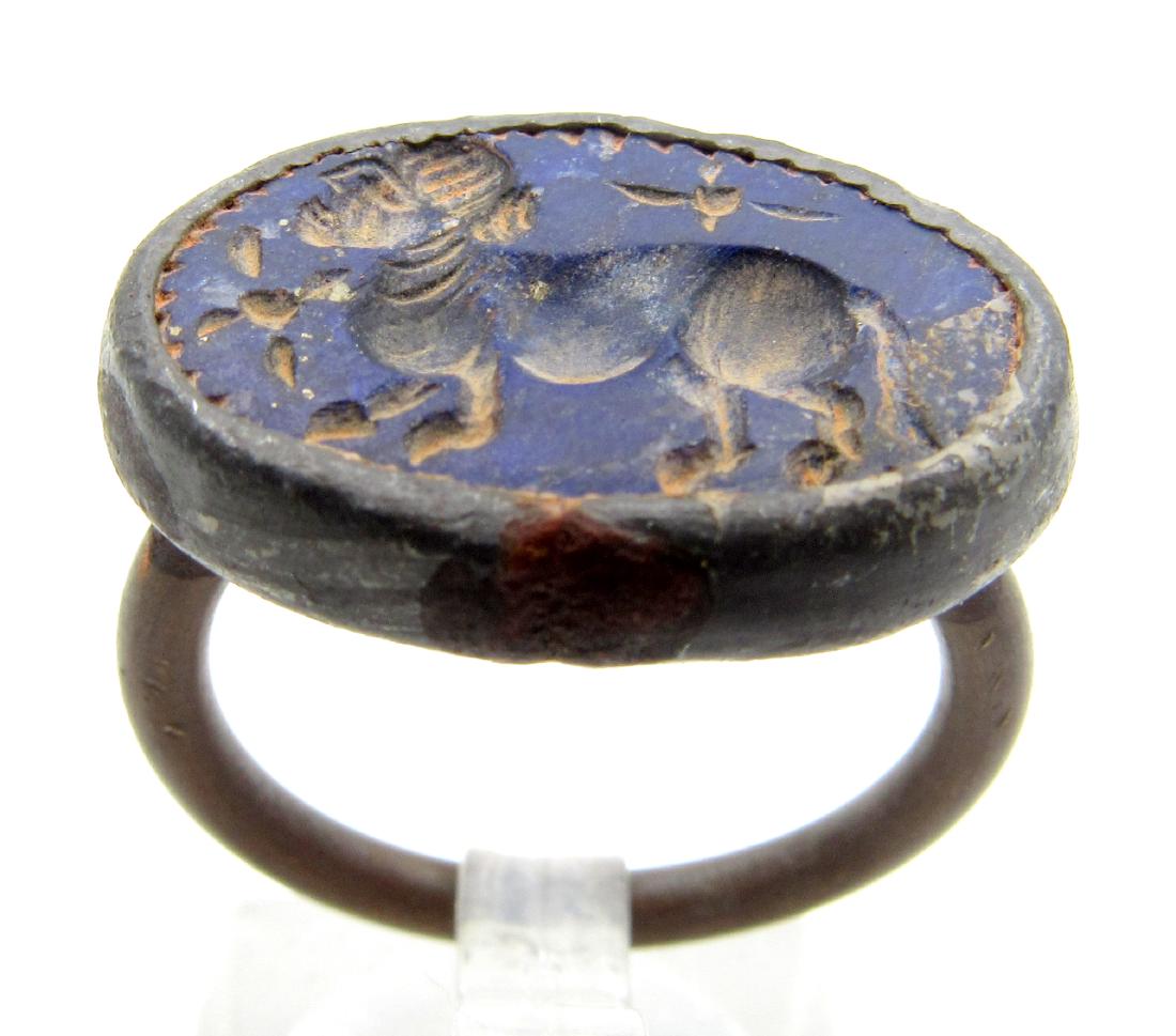 Middle Eastern Intaglio Ring with Lapis lazuli (1 of 4)