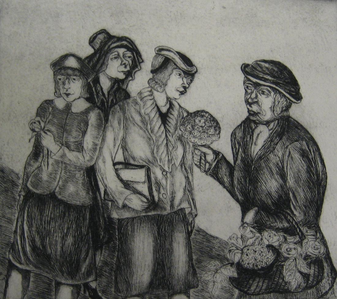 Berman, Sarah Etching, c. 1945 The Flower Vendor (1 of 1)