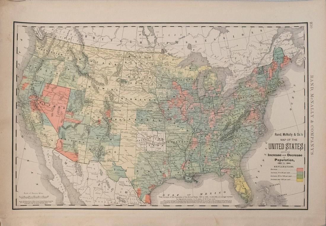 Rand McNally: Antique US Population Trend Map, 1892 (1 of 1)