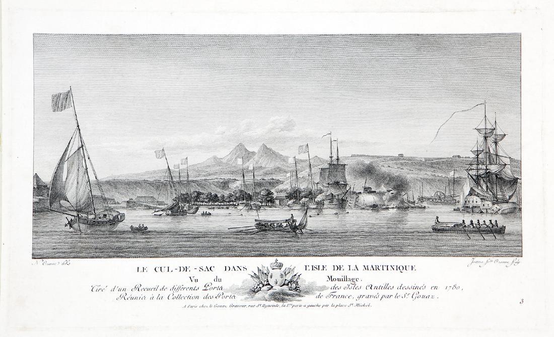 Ozanne: Antique View Cul-de-Sac Harbor, Martinique 1790 (1 of 1)