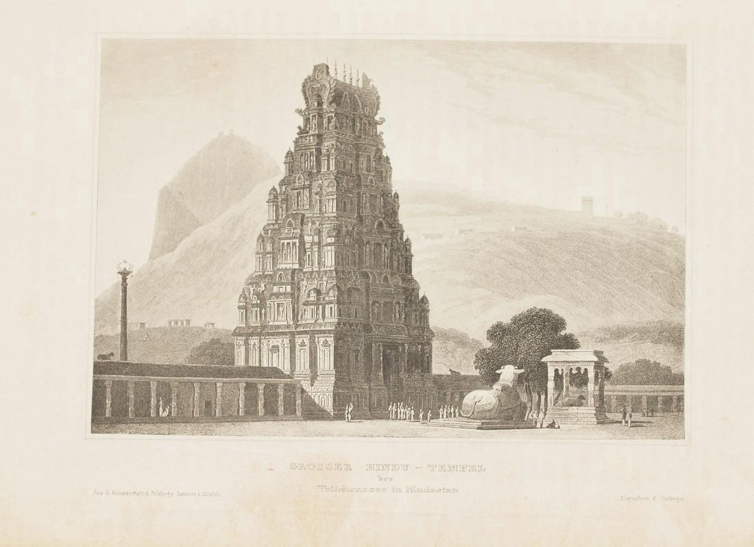 Hildburghausen: Antique View Hindu Temple India 1860 (1 of 2)