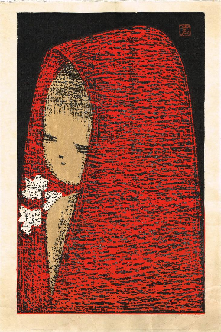 Kawano Kaoru Woodblock Dream Girl with a Red Hood (1 of 1)