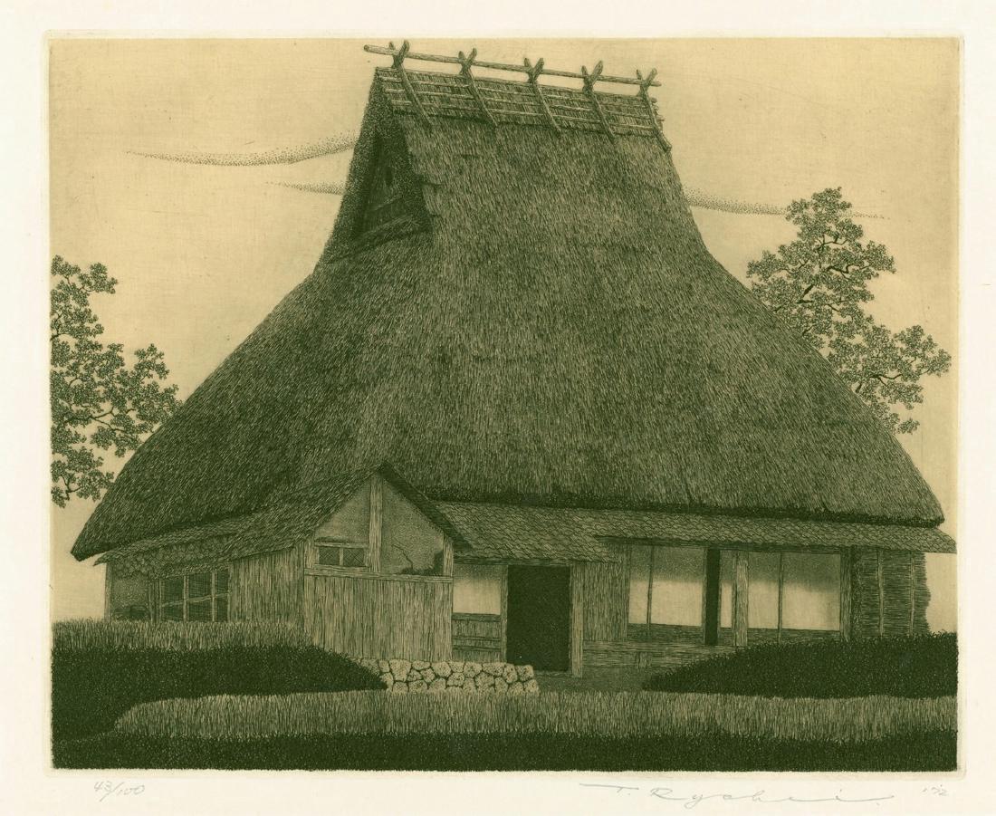 Ryohei Tanaka Etching Thatched Roof (Warabuki) No. 13 (1 of 3)
