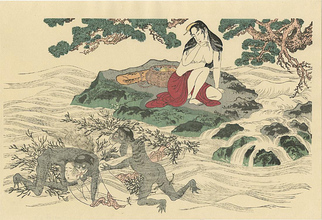 Utamaro Kitagawa Woodblock Rape of the Awabi Diver (1 of 2)