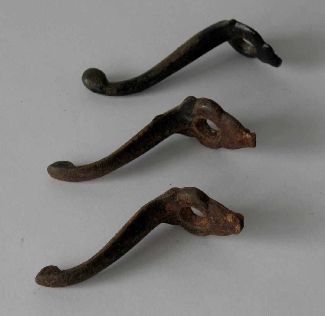 Set of Three Cast Iron Coat Hooks 1930's (1 of 2)