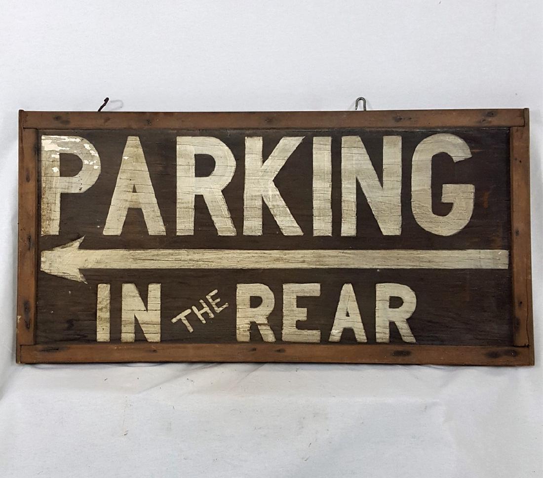 Vintage Parking in Rear Sign Ca 1940's (1 of 4)