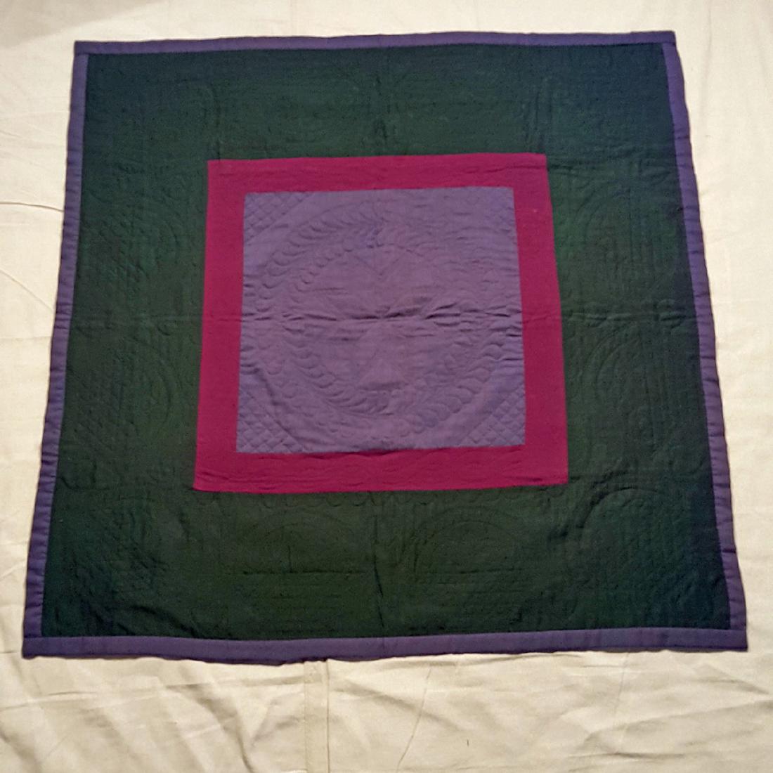 Early Amish Center Square Wool Crib Quilt Ca 1940's (1 of 7)